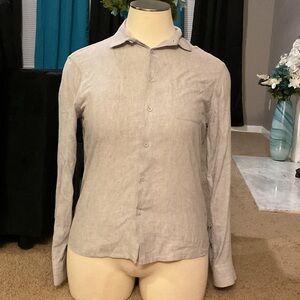 Saks Fifth Avenue Light Gray Linen Top